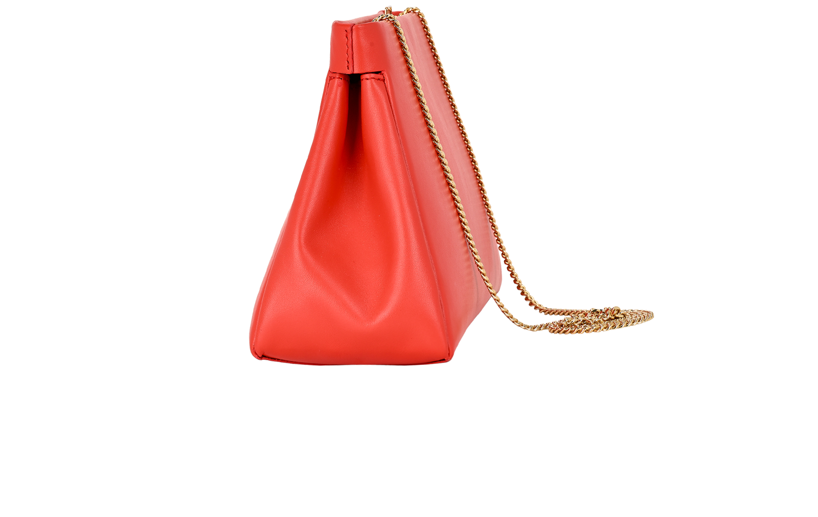 Cannes Slim Clutch On Chain, &pound;195, Handbags, Red, Leather, Bottom view
